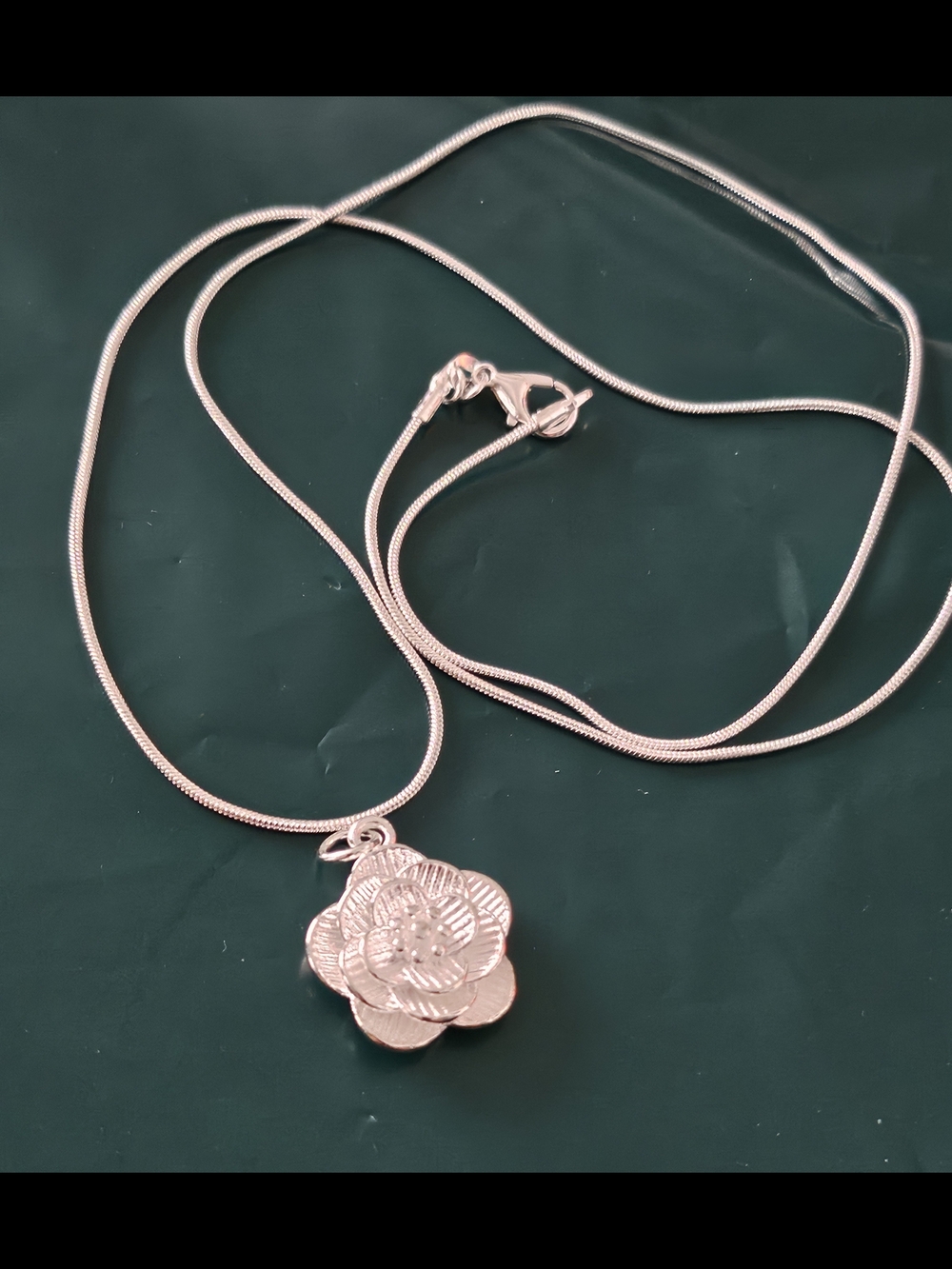 Sterling Silver Floral Pendant Necklace - Silver